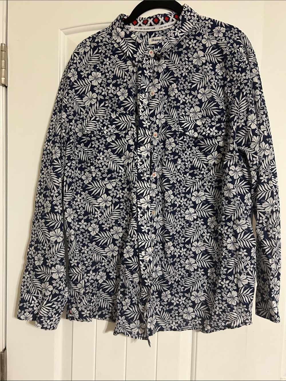 Tommy Bahama Navy with White Floral Print Button-Down Shirt